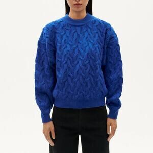 Thinking Mu Carmen Sweater Blue Braided Wool Sweater